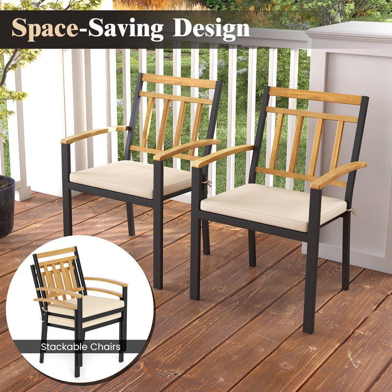 Costway - Set of 2 Patio Dining Chairs with Removable Padded Cushions-17 Inches