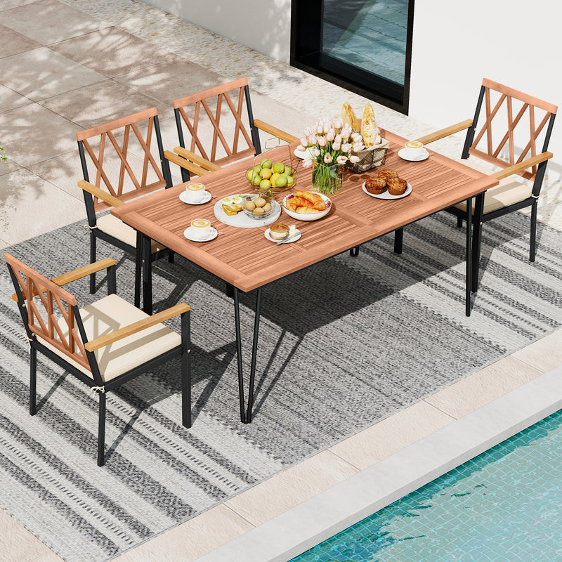 Costway - Set of 2 Patio Dining Chairs with Removable Padded Cushions-18 Inches