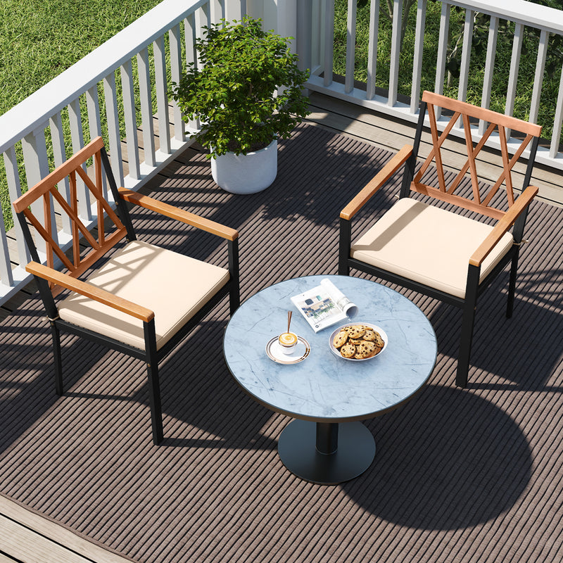 Costway - Set of 2 Patio Dining Chairs with Removable Padded Cushions-18 Inches