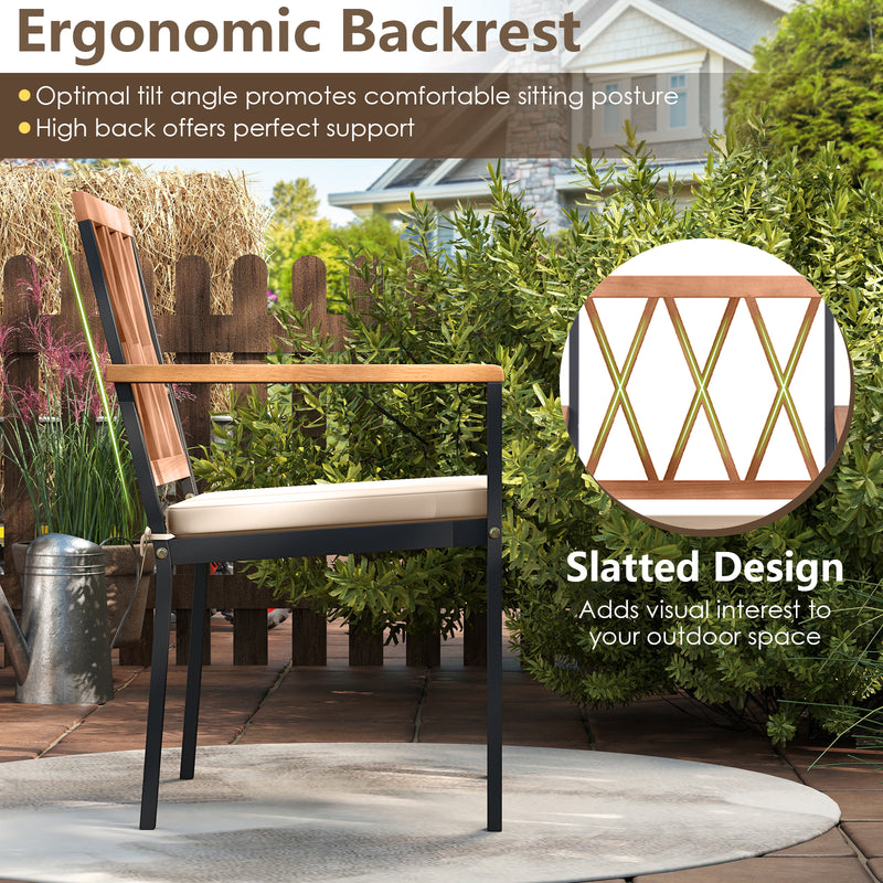 Costway - Set of 2 Patio Dining Chairs with Removable Padded Cushions-18 Inches