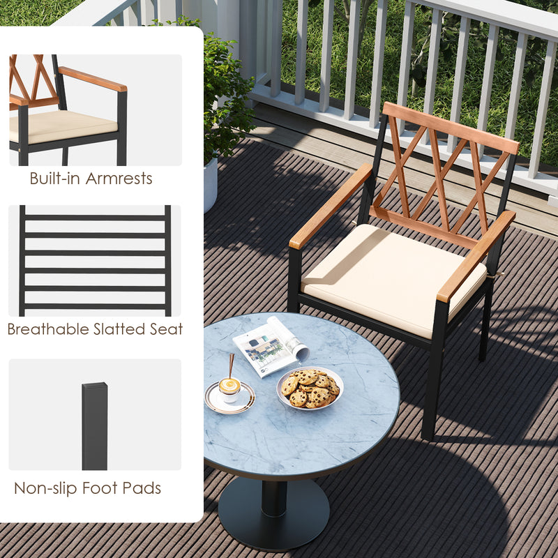 Costway - Set of 2 Patio Dining Chairs with Removable Padded Cushions-18 Inches