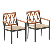Costway - Set of 2 Patio Dining Chairs with Removable Padded Cushions-18 Inches
