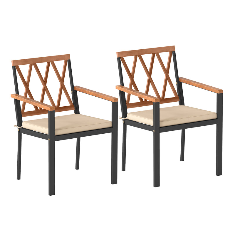 Costway - Set of 2 Patio Dining Chairs with Removable Padded Cushions-18 Inches