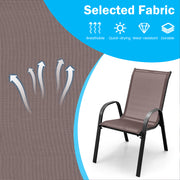 Costway - Set of 2 Stackable Patio Dining Chairs Set with Armrest-Brown