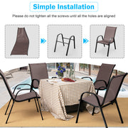 Costway - Set of 2 Stackable Patio Dining Chairs Set with Armrest-Brown