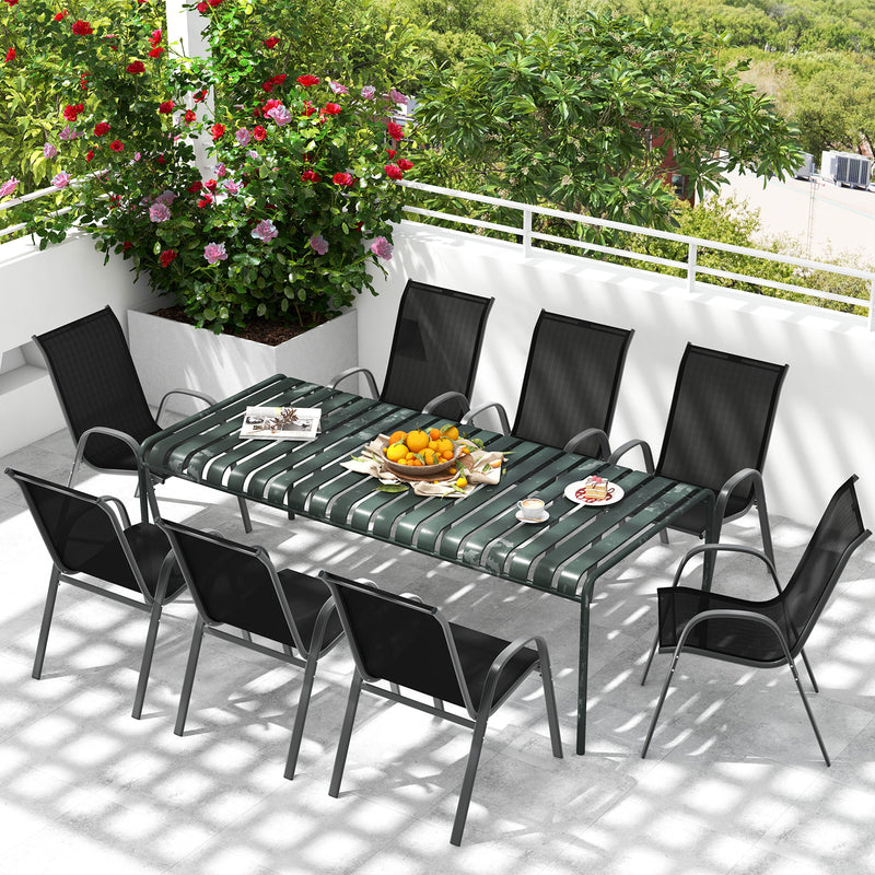 Costway - Set of 2 Stackable Patio Dining Chairs Set with Armrest-Black