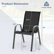 Costway - Set of 2 Stackable Patio Dining Chairs Set with Armrest-Black