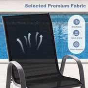 Costway - Set of 2 Stackable Patio Dining Chairs Set with Armrest-Black