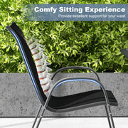 Costway - Set of 2 Stackable Patio Dining Chairs Set with Armrest-Black