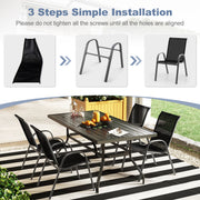 Costway - Set of 2 Stackable Patio Dining Chairs Set with Armrest-Black