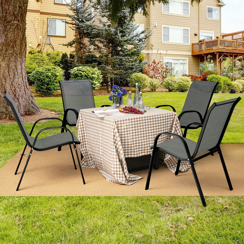 Costway - Set of 2 Stackable Patio Dining Chairs Set with Armrest-Grey