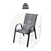 Costway - Set of 2 Stackable Patio Dining Chairs Set with Armrest-Grey