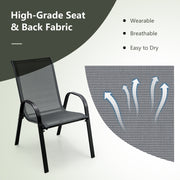 Costway - Set of 2 Stackable Patio Dining Chairs Set with Armrest-Grey