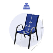 Costway - Set of 2 Stackable Patio Dining Chairs Set with Armrest-Navy