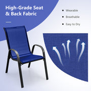 Costway - Set of 2 Stackable Patio Dining Chairs Set with Armrest-Navy