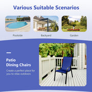 Costway - Set of 2 Stackable Patio Dining Chairs Set with Armrest-Navy