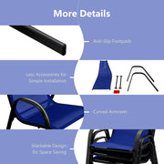 Costway - Set of 2 Stackable Patio Dining Chairs Set with Armrest-Navy