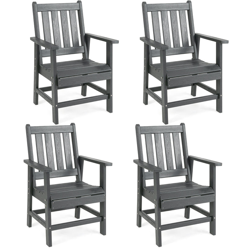 Costway - Set of 4 Patio Dining Chairs with Wide Armrests-Gray
