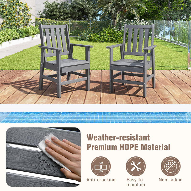 Costway - Set of 4 Patio Dining Chairs with Wide Armrests-Gray