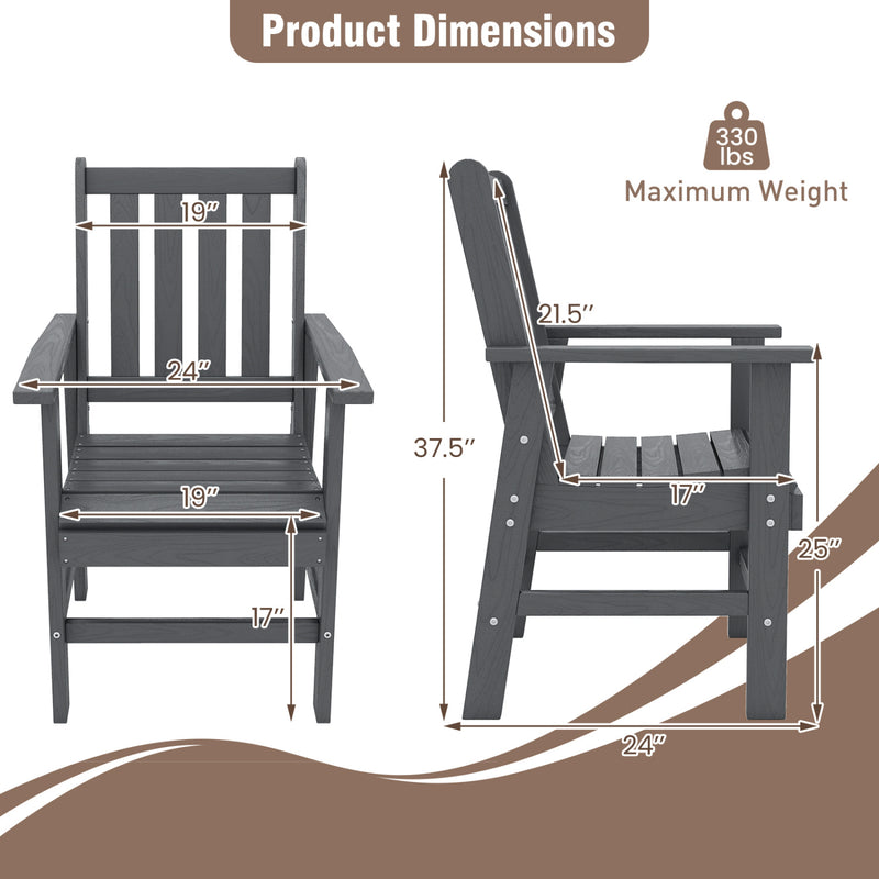 Costway - Set of 4 Patio Dining Chairs with Wide Armrests-Gray