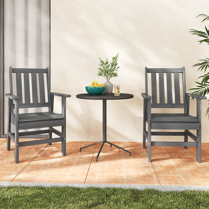 Costway - Set of 4 Patio Dining Chairs with Wide Armrests-Gray