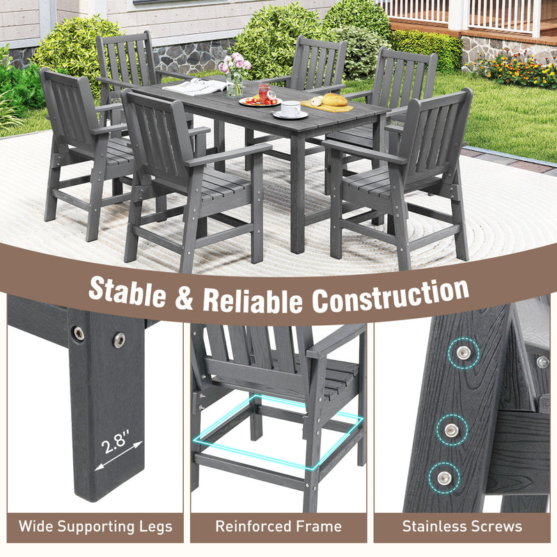 Costway - Set of 4 Patio Dining Chairs with Wide Armrests-Gray