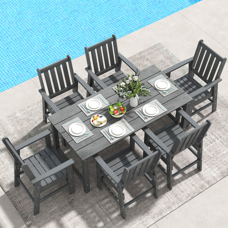 Costway - Set of 4 Patio Dining Chairs with Wide Armrests-Gray