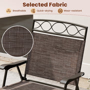 Costway - Set of 4 Patio Folding Chairs Set Dining Chairs with Armrests-Brown