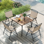 Costway - Set of 4 Patio Folding Chairs Set Dining Chairs with Armrests-Beige