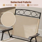Costway - Set of 4 Patio Folding Chairs Set Dining Chairs with Armrests-Beige