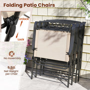 Costway - Set of 4 Patio Folding Chairs Set Dining Chairs with Armrests-Beige