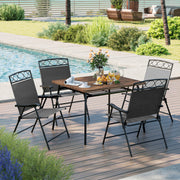 Costway - Set of 4 Patio Folding Chairs Set Dining Chairs with Armrests-Gray