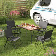 Costway - Set of 4 Patio Folding Chairs Set Dining Chairs with Armrests-Gray