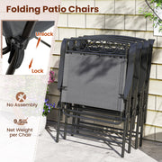 Costway - Set of 4 Patio Folding Chairs Set Dining Chairs with Armrests-Gray