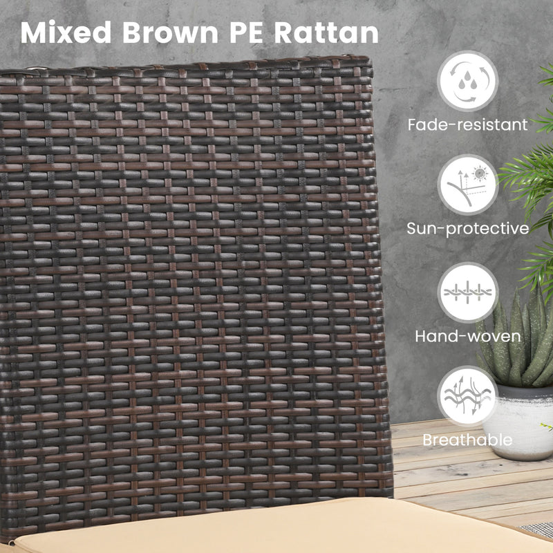 Costway - Set of 4 Patio Rattan Wicker Dining Chairs Set with Soft Cushions- Brown