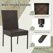 Costway - Set of 4 Patio Rattan Wicker Dining Chairs Set with Soft Cushions- Brown