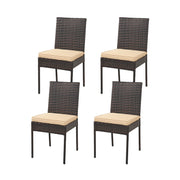 Costway - Set of 4 Patio Rattan Wicker Dining Chairs Set with Soft Cushions- Brown