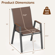 Costway - Set of 4 Stackable Patio Chairs with High Backs for Backyard 400 LBS-Brown