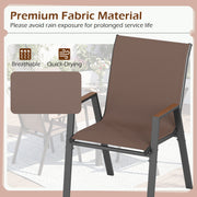 Costway - Set of 4 Stackable Patio Chairs with High Backs for Backyard 400 LBS-Brown