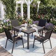 Costway - Set of 4 Stackable Patio Chairs with High Backs for Backyard 400 LBS-Black