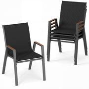 Costway - Set of 4 Stackable Patio Chairs with High Backs for Backyard 400 LBS-Black