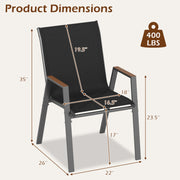 Costway - Set of 4 Stackable Patio Chairs with High Backs for Backyard 400 LBS-Black