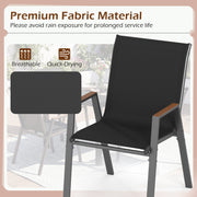 Costway - Set of 4 Stackable Patio Chairs with High Backs for Backyard 400 LBS-Black