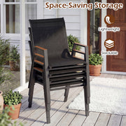 Costway - Set of 4 Stackable Patio Chairs with High Backs for Backyard 400 LBS-Black