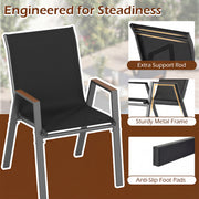 Costway - Set of 4 Stackable Patio Chairs with High Backs for Backyard 400 LBS-Black