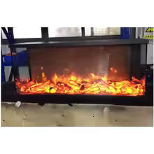 Electric Fireplace Insert 2000*300*400mm 3 Sides LED Flame Steel for Home Hotel Modern 1500W Remote Control