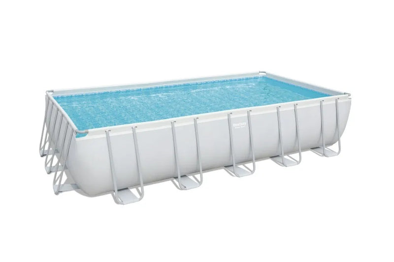 56470 Bestway 6.71x3.66x1.32m Power Steel Rectangular Frame Pool 22'x12'x52" Above Ground Swim Pool For Family Clearance 165Kg
