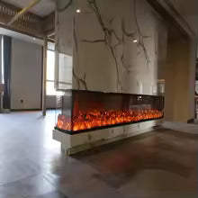 Electric Fireplace Insert 2000*300*400mm 3 Sides LED Flame Steel for Home Hotel Modern 1500W Remote Control