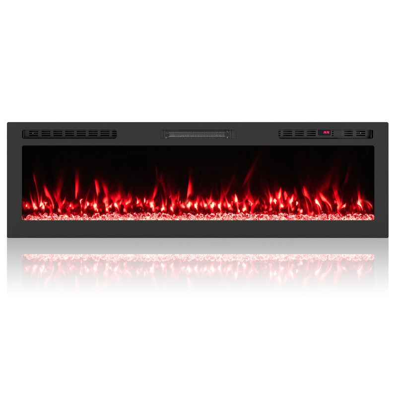 Costway - Smart WiFi Electric Fireplace Wall Mounted & Recessed 750W/1500W Heater-60 Inch