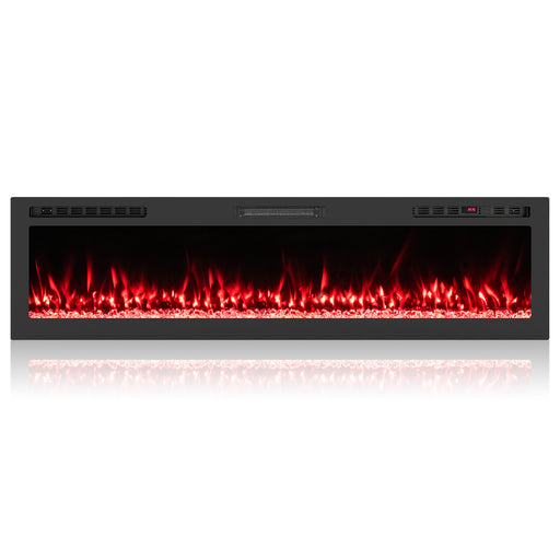 Costway - Smart WiFi Electric Fireplace Wall Mounted & Recessed 750W/1500W Heater-68 Inch
